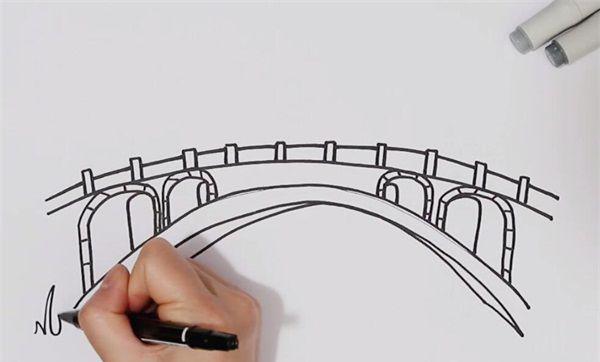 赵州桥简笔画 铅笔画图片