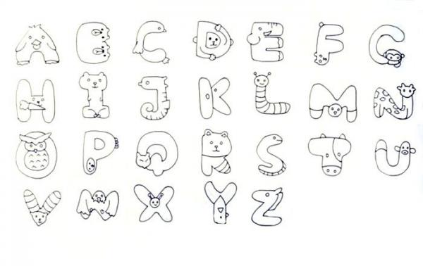 英语26个字母画画简单图片