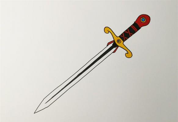 剑的简笔画 彩色图片
